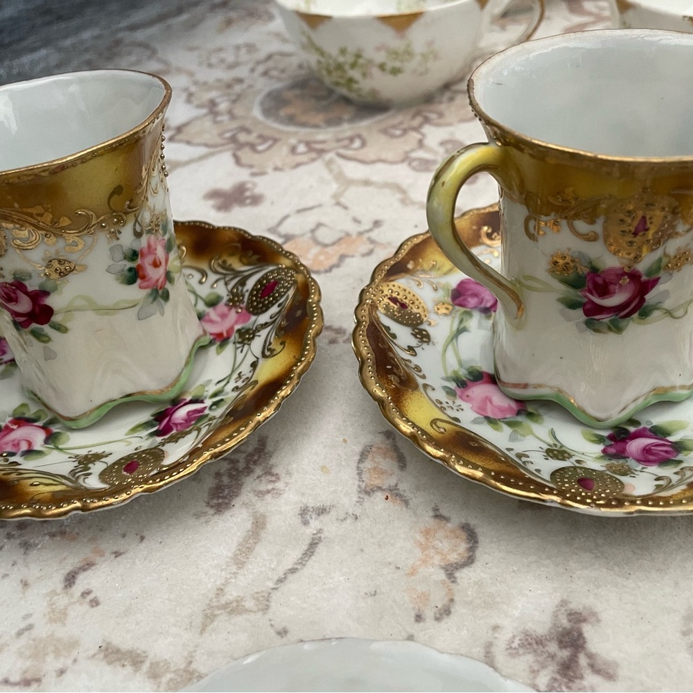 Elegant Floral Teacup and Saucer Set
